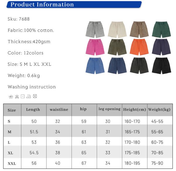 Custom Acid-Wash Cotton Terry Shorts 7688 - Style B8669C - product detail view 5 Custom Acid-Wash Cotton Terry Shorts 7688 - Style B8669C - product detail view 5