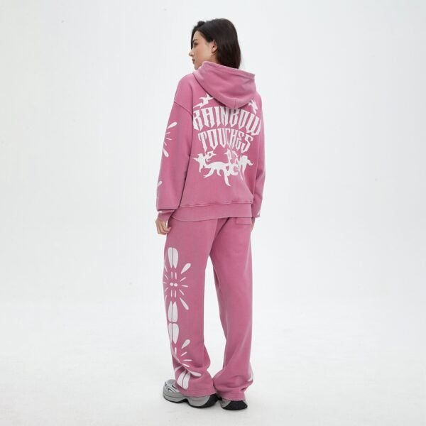 Custom Acid-Wash Zip Hoodie Tracksuit VW-38A5E5 - Style 38A5E5 - product detail view 2