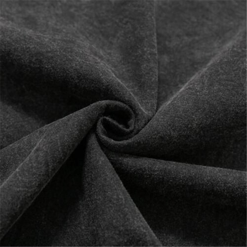 Custom Acid-Washed Oversized Crew Neck T-Shirt - Style E8EC05 Close-up of dark grey acid-washed oversized crew neck t-shirt fabric.