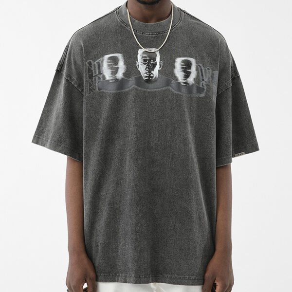 Custom Acid-Washed Oversized Crew Neck T-Shirt - Style E8EC05 - product detail view 7 Custom Acid-Washed Oversized Crew Neck T-Shirt - Style E8EC05 - product detail view 7