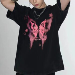 Custom Acid-Washed Oversized Graphic T-Shirt - Style 7AB8FF