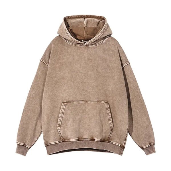 Brown vintage acid-washed oversized pullover hoodie