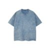 Acid-washed blue crew-neck street style t-shirt