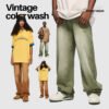 Custom Loose Washed Print-Panel Denim Jeans | VW-06AB - Style 06AB1B