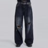 Custom Loose Washed Print-Panel Denim Jeans | VW-06AB - Style 06AB1B - product detail view 2
