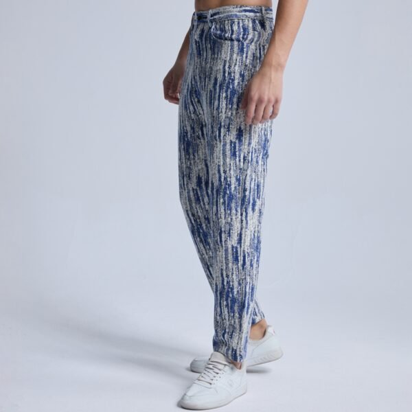 Custom Blue All-Over Print Straight-Leg Cotton Jeans - Style 781065 - product detail view 4