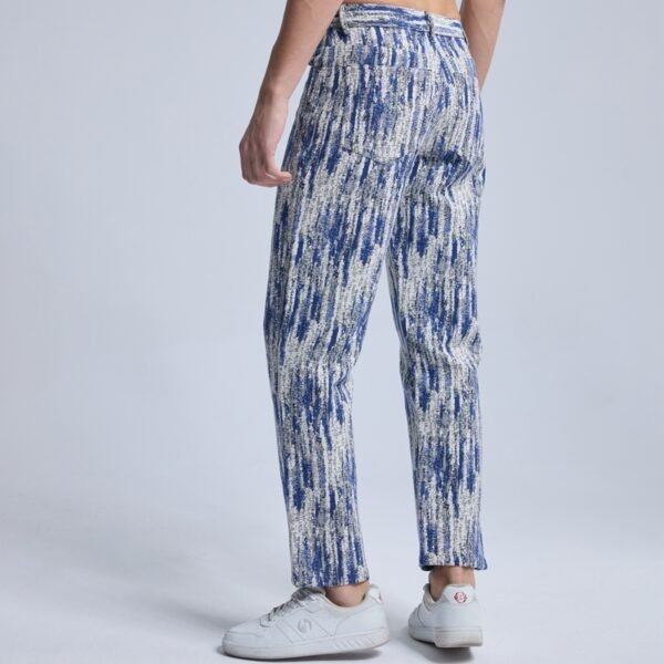 Custom Blue All-Over Print Straight-Leg Cotton Jeans - Style 781065 - product detail view 5