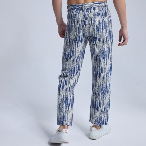 Custom Blue All-Over Print Straight-Leg Cotton Jeans - Style 781065 - product detail view 6