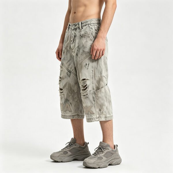 Custom Washed Printed Cropped Distressed Jeans - Style C2C5CE - product detail view 7 Custom Washed Printed Cropped Distressed Jeans - Style C2C5CE - product detail view 7