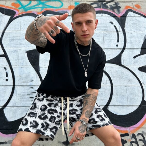 Custom Animal-Print Drawstring Streetwear Shorts - Style 6C8BDD - product detail view 8 Custom Animal-Print Drawstring Streetwear Shorts - Style 6C8BDD - product detail view 8