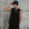 Custom Applique Embroidered Sleeveless Tank Top - Style D69B23 - product detail view 2