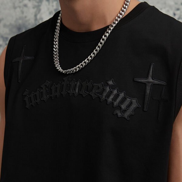 Custom Applique Embroidered Sleeveless Tank Top - Style D69B23 - product detail view 7