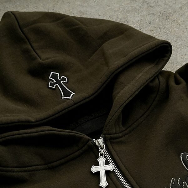 Custom 3D Applique Zip Hoodie and Shorts Set - Style 083A90 - product detail view 3