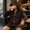 Custom 3D Applique Zip Hoodie and Shorts Set - Style 083A90 - product detail view 7