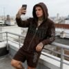 Custom 3D Applique Zip Hoodie and Shorts Set - Style 083A90 - product detail view 8