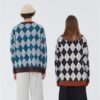 Custom Unisex Argyle Checkered Knit Sweater - Style 5A4296 - product detail view 5