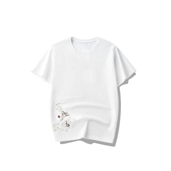 Custom Asymmetric Phoenix Embroidered Loose T-Shirt - Style 44ED4A - product detail view 2 Custom Asymmetric Phoenix Embroidered Loose T-Shirt - Style 44ED4A - product detail view 2