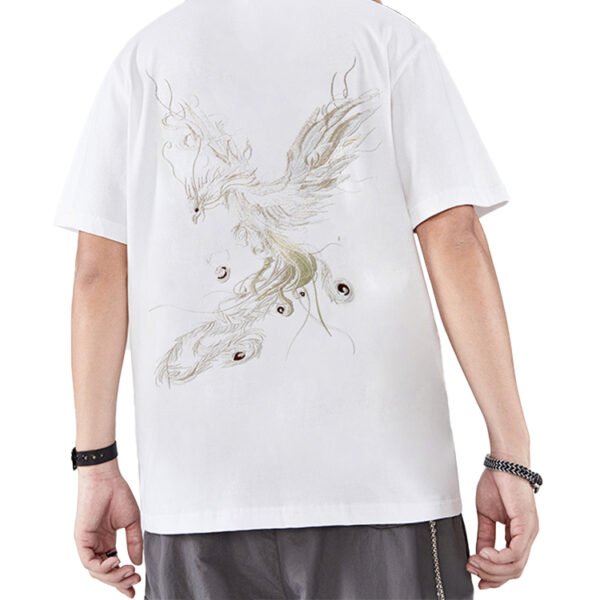 Custom Asymmetric Phoenix Embroidered Loose T-Shirt - Style 44ED4A - product detail view 3 Custom Asymmetric Phoenix Embroidered Loose T-Shirt - Style 44ED4A - product detail view 3