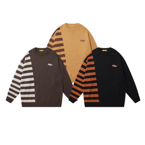 Custom Asymmetric Stripe Splice Crewneck Sweater - Style 4D14AF Custom Asymmetric Stripe Splice Crewneck Sweater - Style 4D14AF