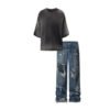 Custom Asymmetrical Repaired Denim Jeans VW-464 - Style 464D33 - product detail view 6 Custom Asymmetrical Repaired Denim Jeans VW-464 - Style 464D33 - product detail view 6