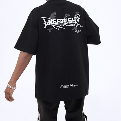Custom Back Graphic Crew-Neck Streetwear T-Shirt - Style 485A63