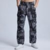 Custom Bandana Print Multi-Pocket Cargo Pants - Style 48B0DD Men's bandana print multi-pocket cargo pants