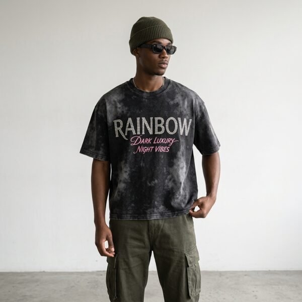 Custom Acid-Wash Beaded Graphic T-Shirt - Style 68BF18 - product detail view 4 Custom Acid-Wash Beaded Graphic T-Shirt - Style 68BF18 - product detail view 4