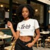 Custom Beaded Graphic Stitch-Trim Crop T-Shirt - Style F4FA1E - product detail view 4