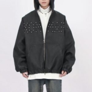 Custom Beaded PU Zip Jacket - Style 19D663