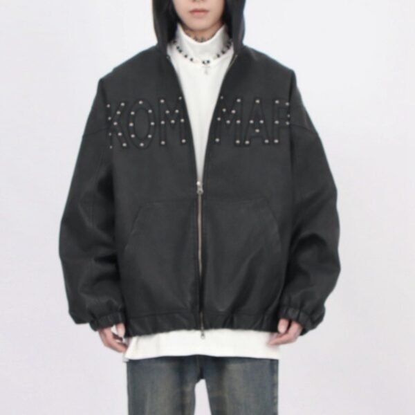 Custom Beaded PU Zip Jacket - Style 19D663 Custom Beaded PU Zip Jacket - Style 19D663