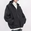 Custom Beaded PU Zip Jacket - Style 19D663 - product detail view 2 Custom Beaded PU Zip Jacket - Style 19D663 - product detail view 2