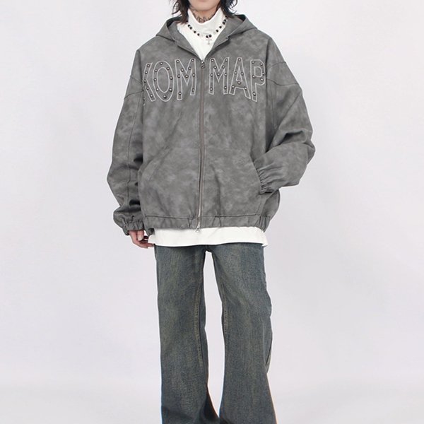 Custom Beaded PU Zip Jacket - Style 19D663 - product detail view 7 Custom Beaded PU Zip Jacket - Style 19D663 - product detail view 7
