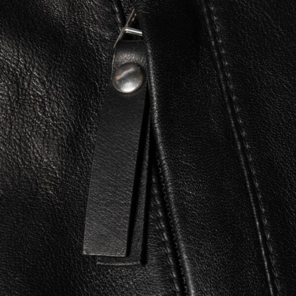 Custom Black Zip-Front Leather-Reference Bomber Jacket - Style C577F0 - product detail view 5 Custom Black Zip-Front Leather-Reference Bomber Jacket - Style C577F0 - product detail view 5
