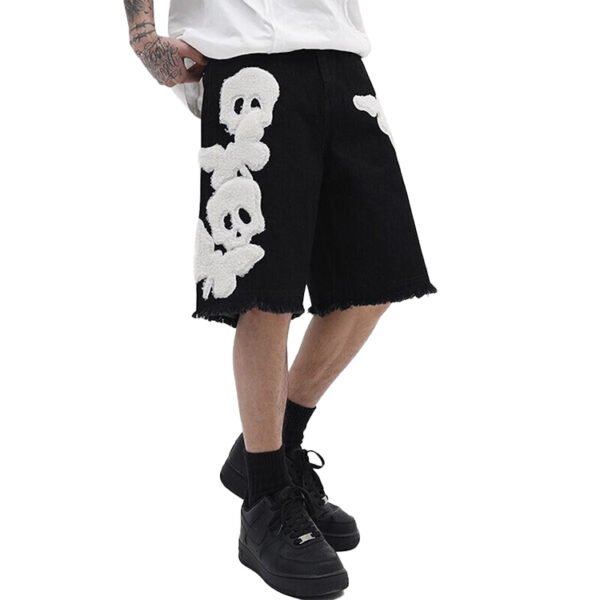 Custom Black Embroidered Denim Shorts - Style 033DB7 - product detail view 5 Custom Black Embroidered Denim Shorts - Style 033DB7 - product detail view 5