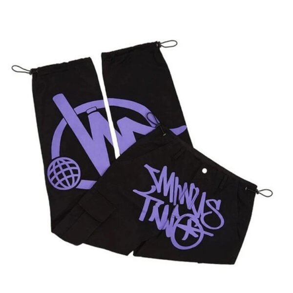 Custom Black Screen-Print Utility Jogger Pants - Style 582DFB - product detail view 4 Custom Black Screen-Print Utility Jogger Pants - Style 582DFB - product detail view 4