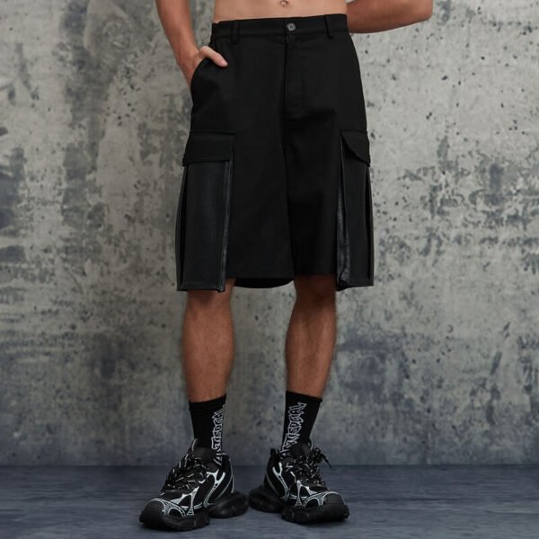 Custom Black Patchwork Cargo Shorts - Style 6ECD57 Custom Black Patchwork Cargo Shorts - Style 6ECD57