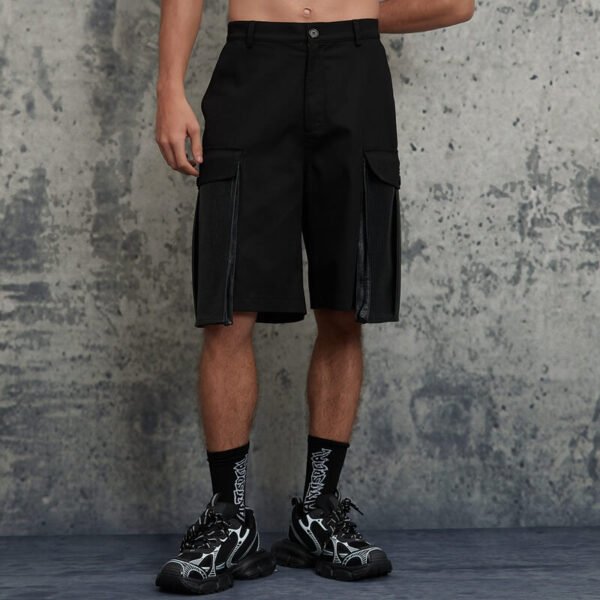 Custom Black Patchwork Cargo Shorts - Style 6ECD57 - product detail view 2 Custom Black Patchwork Cargo Shorts - Style 6ECD57 - product detail view 2