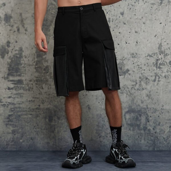 Custom Black Patchwork Cargo Shorts - Style 6ECD57 - product detail view 3 Custom Black Patchwork Cargo Shorts - Style 6ECD57 - product detail view 3