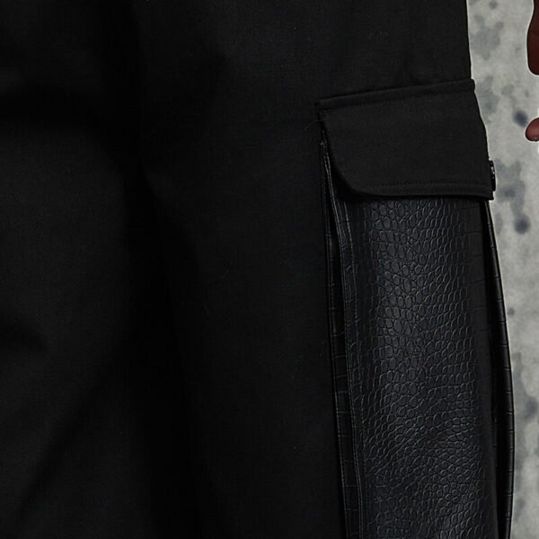 Custom Black Patchwork Cargo Shorts - Style 6ECD57 - product detail view 9 Custom Black Patchwork Cargo Shorts - Style 6ECD57 - product detail view 9