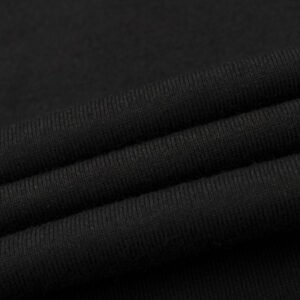 Close-up of black crew neck t-shirt fabric