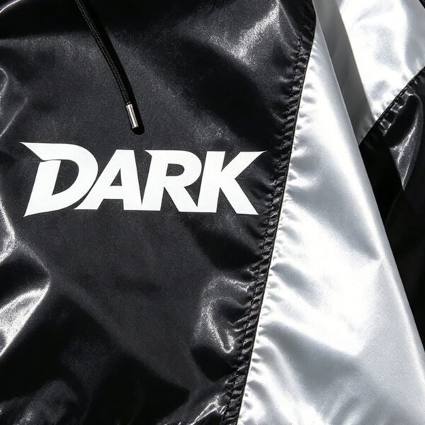 Custom Black Silver Graphic Hooded Windbreaker - Style 965AB4 - product detail view 4 Custom Black Silver Graphic Hooded Windbreaker - Style 965AB4 - product detail view 4