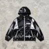 Custom Black Silver Graphic Hooded Windbreaker - Style 965AB4 - product detail view 9 Custom Black Silver Graphic Hooded Windbreaker - Style 965AB4 - product detail view 9