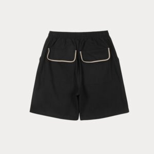 Black utility shorts with contrast trim on pockets