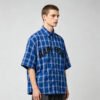 Custom Blue Plaid Boxy Short-Sleeve Woven Shirt - Style 36C239 - product detail view 4 Custom Blue Plaid Boxy Short-Sleeve Woven Shirt - Style 36C239 - product detail view 4