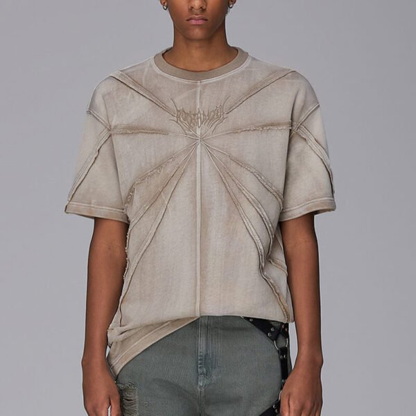 Custom Box-Fit Split Patchwork Washed T-Shirt - Style 43FD4E - product detail view 6 Custom Box-Fit Split Patchwork Washed T-Shirt - Style 43FD4E - product detail view 6