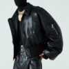 Custom Boxy Faux Leather Flight Jacket - Style A0D1F1 - product detail view 2