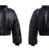 Custom Boxy Faux Leather Flight Jacket - Style A0D1F1 - product detail view 6