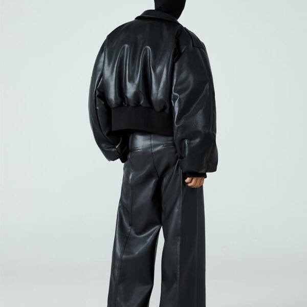 Custom Boxy Faux Leather Flight Jacket - Style A0D1F1 - product detail view 9