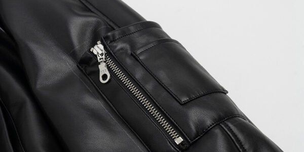 Custom Boxy Faux Leather Flight Jacket - Style A0D1F1 - product detail view 11