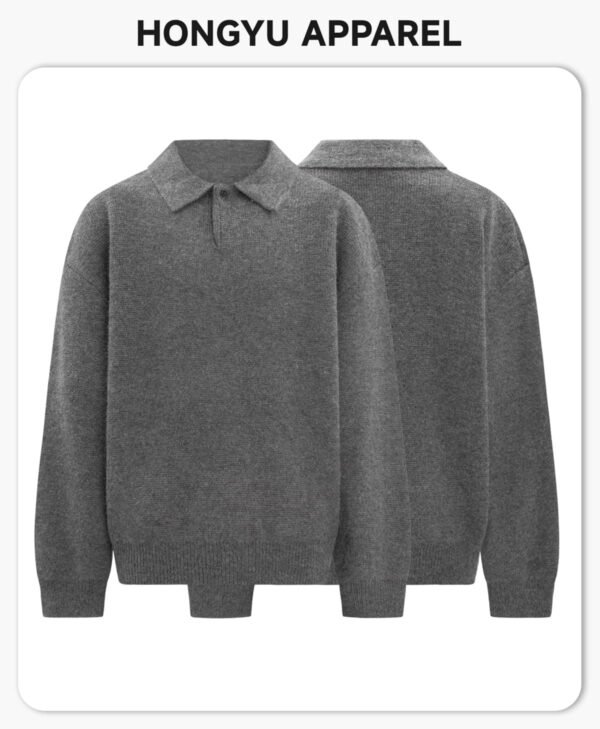 Custom Boxy Polo Collar Knit Sweater 2030 - Style 66B039 - product detail view 4